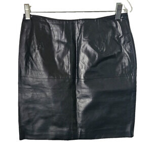 Newport News Genuine Soft Leather Lined Black Women's Pencil Mini Skirt Size 8